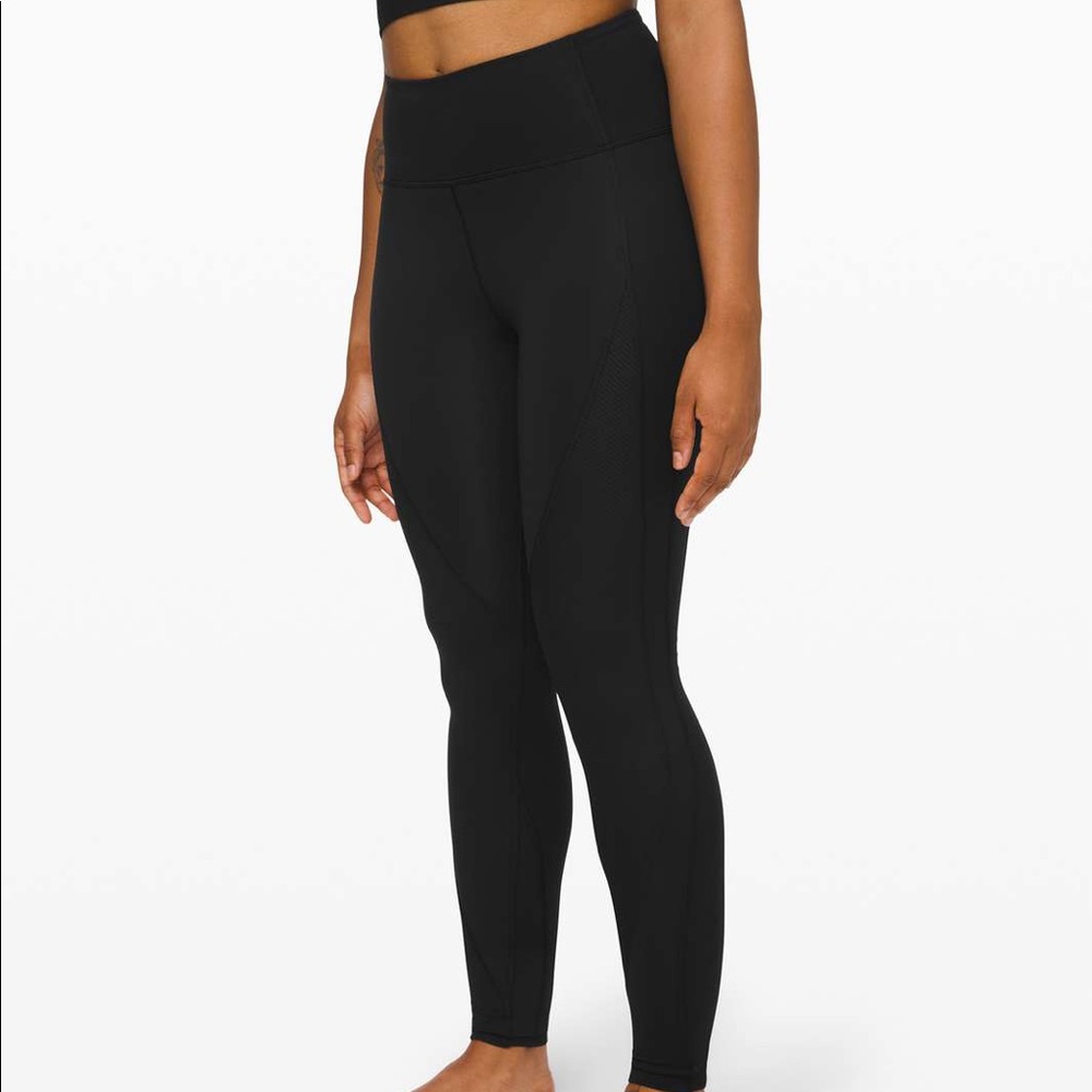 Lululemon Black Ribbed Full Length Leggings Size 8